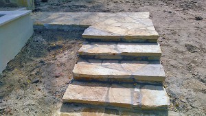 Natural stone masonry - Oklahoma flagstone steps and walkway. 